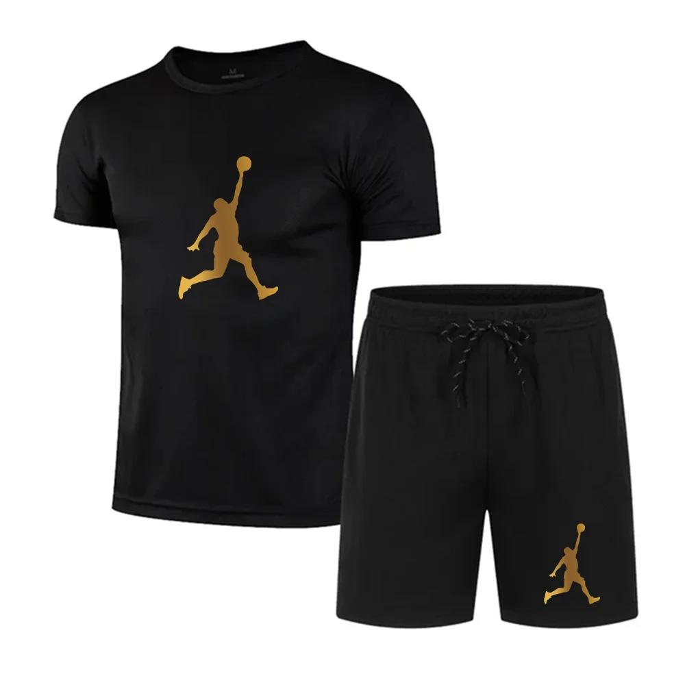 Sommermode bedrucktes Herren-Shorts-Set Schnelltrocknendes, atmungsaktives Sport-Set Kurzarm-T-Shirt-Set Herren-Jogging-Set S