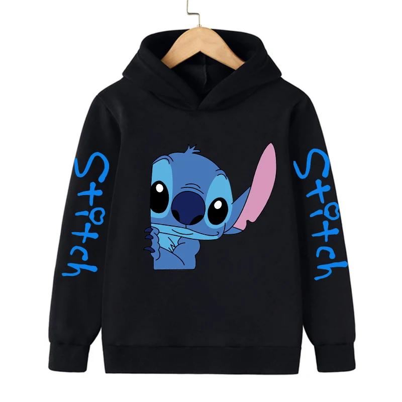 Neu im Cool Stitch Hoodie Kinder Cartoon Kleidung Mädchen Junge Lilo und Stitch Sweatshirt Manga Hoody Baby Freizeit Oberteil 130CM schwarz
