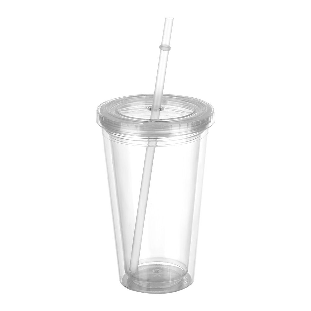500ml Transparente Wiederverwendbare Outdoor-Wasserflasche mit Deckel Getränke Tee Milch Tasse Trinkbecher Strohhalmbecher