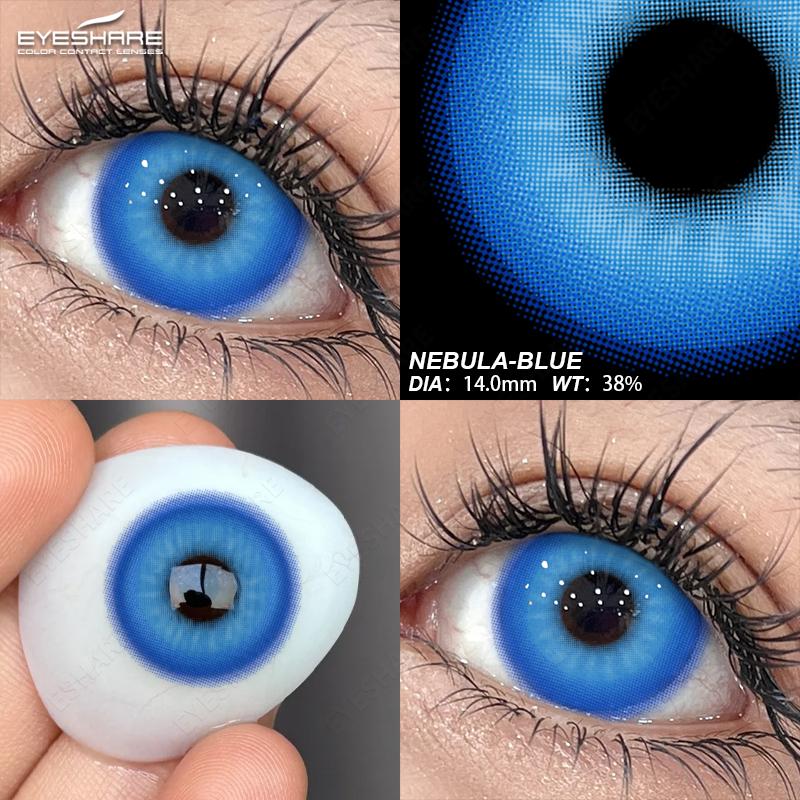 Eyeshare NEU Cosplay Farbige Kontaktlinsen für Augen Blaue Anime Augenlinsen Halloween Farbige Linsen Rote Kontaktlinsen Kosmetisches Make-up blue