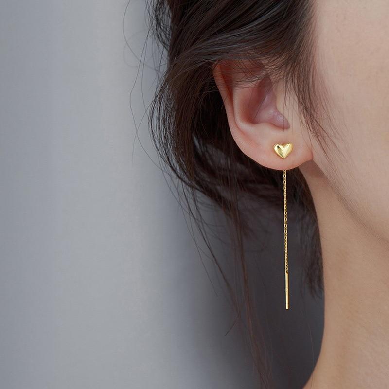 Minimalistische Herz Lange Quaste Ohrringe Gold Silber Farbe Kleine Liebe Ohr Linie Piercing Ohrringe Koreanische Lange Kette Ohrringe Frauen gold
