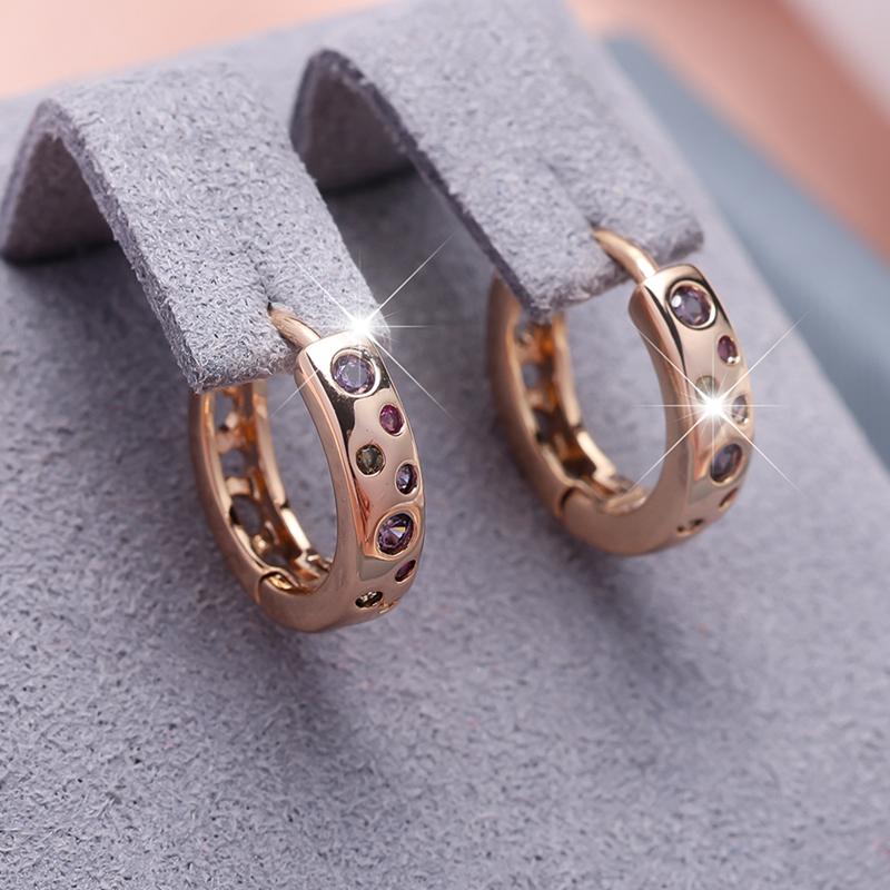 Elegante Rot Lila Olivgrün Regenbogen Zirkon Hoop Ohrringe für Frauen Mädchen Gold Farbe Runde Kreis Ohrringe Geburtstag Party Geschenke Schmuck gold/bunt