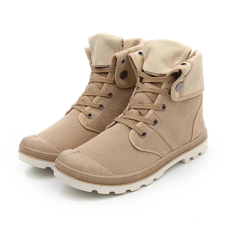Mode Mode High Top Canvas Schuhe Für Herren Outdoor Plateau Freizeitschuhe Bequeme Schnürschuhe Herren Sneaker Zapatos Hombres Übergröße 44 khaki