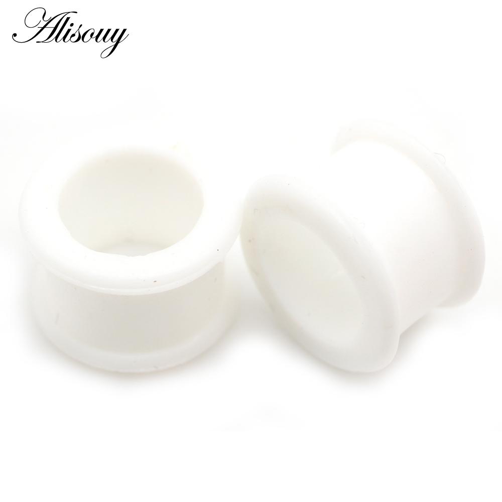 1 Paar hochwertige Piercing-Ohrstöpsel aus dünnem Silikon, flexibler Körperschmuck, Messgeräte 3–25 mm, Hauttunnel-Stecker, hohler Ohrstöpsel 8mm weiß
