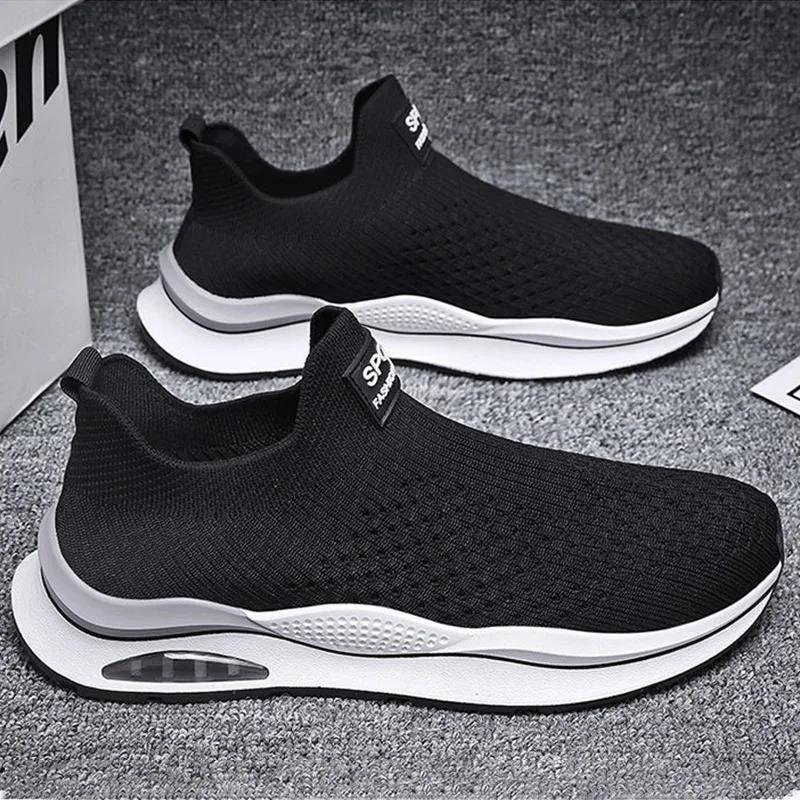 Mode 2024Man Neue Mode Turnschuhe Atmungsaktiv Trend Stil Frühling Sommer herren Sneaker Mesh Stoff Slip auf Männlichen Turnschuhe Herren Schuhe 39 schwarz