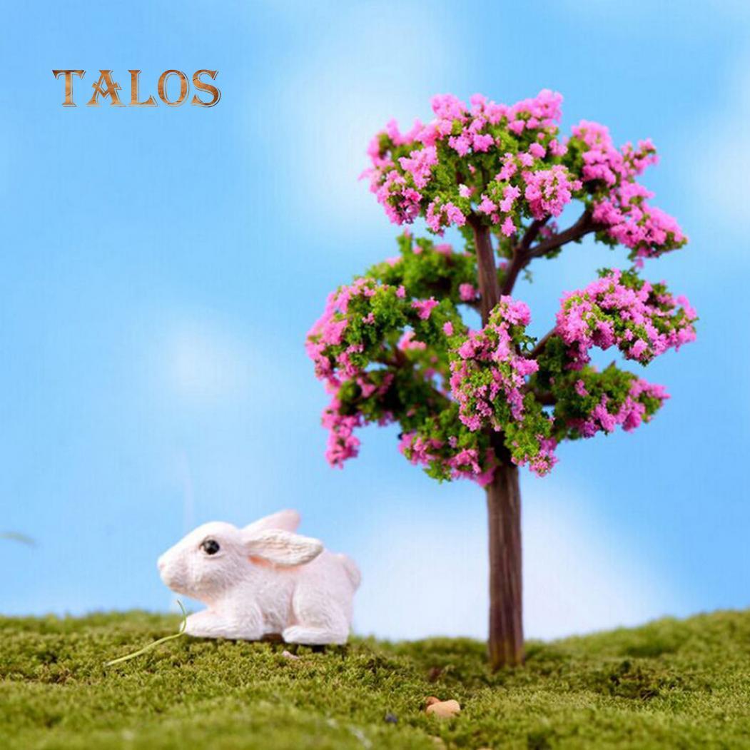 Miniatur Baum Fee Garten Balkon Dekor Puppenhaus Blumentopf Figur DIY Handwerk Ornament Red Flower Tree