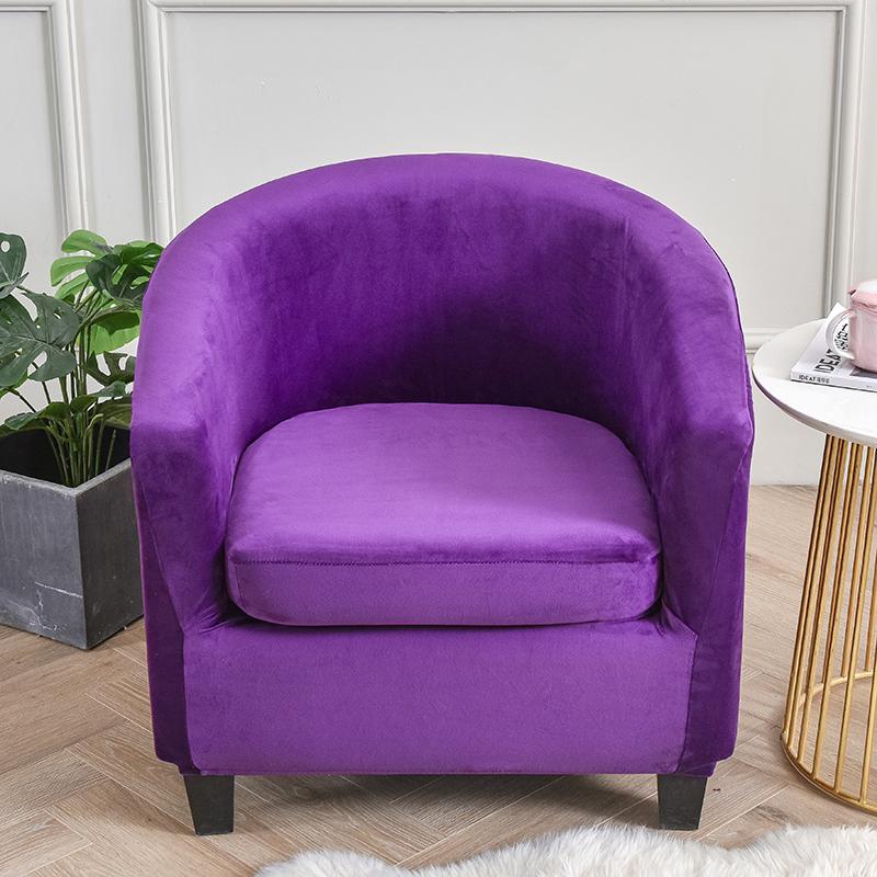 Samt-Stuhlhussen für Club-Sessel, Stretch-Sofa-Schonbezug, abnehmbarer Couchbezug für Wanne, Bartheke, Wohnzimmer, 2 Stück/Set violett