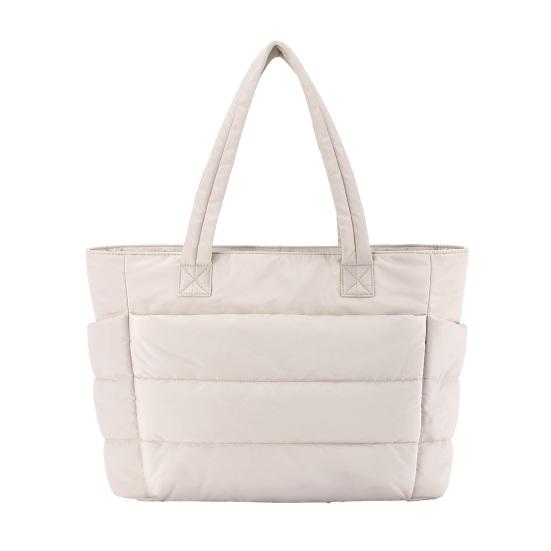 Umhängetasche Damen Gesteppte Tragetasche Große Kapazität Leichte Wasserdichte Handtasche mit Mehreren Taschen Laptop Arbeit Reisen Fitnessstudio Tragetasche beige