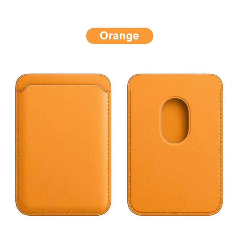 Für Magsafe Magnetische Karte Halter Fall Für iPhone 15 14 13 11 12 Pro MAX mini Leder Brieftasche Abdeckung XR XS MAX Karte telefon Tasche Adsorption orange