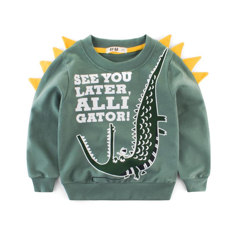 Junge Herbstmode Pullover Ärmel Dinosaurier Kinderkleidung Freizeitkleidung 110cm