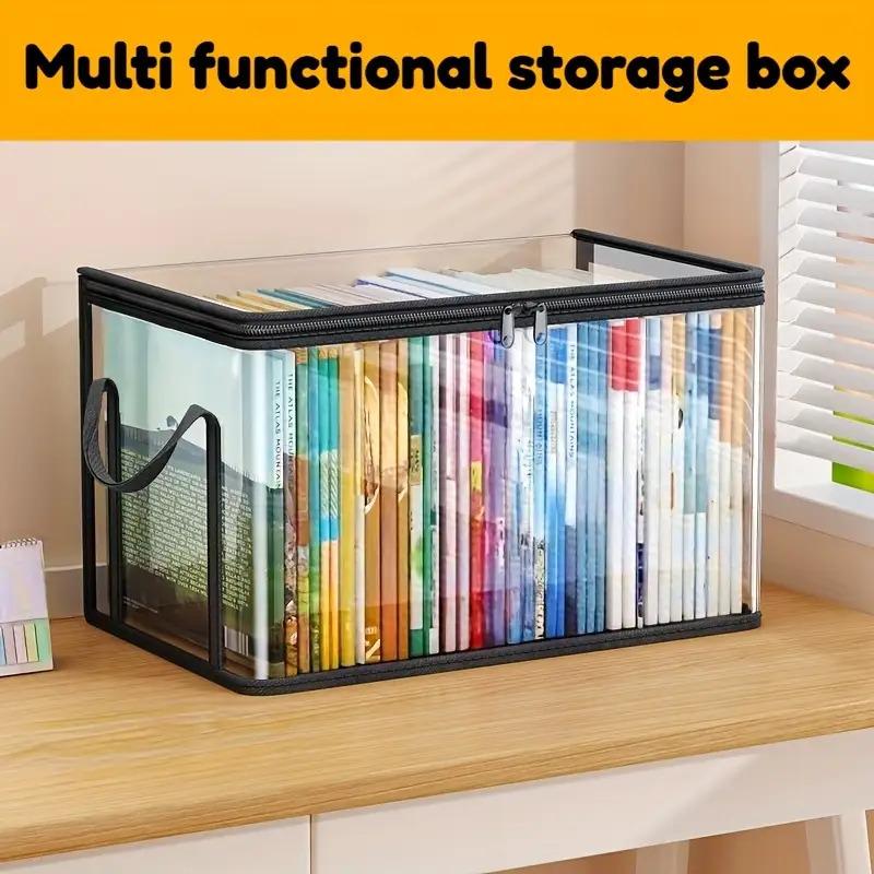 Stabile Aufbewahrungsbox aus transparentem Kunststoff mit 180° Schnappdeckel Stabiler transparenter Behälter für Bücher, Kleidung, Snacks Langlebiges, platzsparendes Design L1pc schwarz