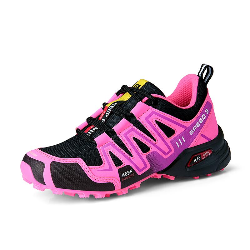 Damen-Outdoor-Wanderschuhe, leichte, verschleißfeste Damen-Bergsteiger-Wanderschuhe, wasserdichte große Leder-Sportschuhe 41 rosa