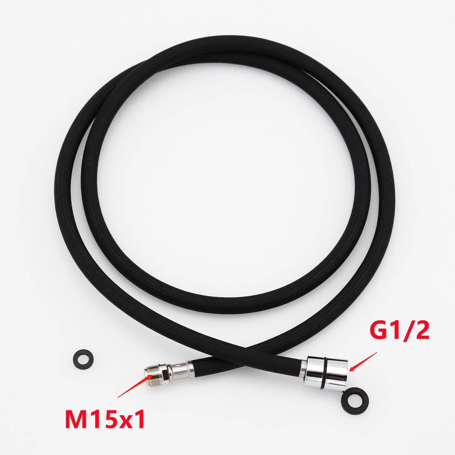 150/180/200/300cm Ausziehbare Armatur Schlauch für Armatur Geflochtener Nylonschlauch Ersatzschlauch für Ausziehbare Küchen-/Waschbeckenarmatur 15mm (black,200cm) schwarz