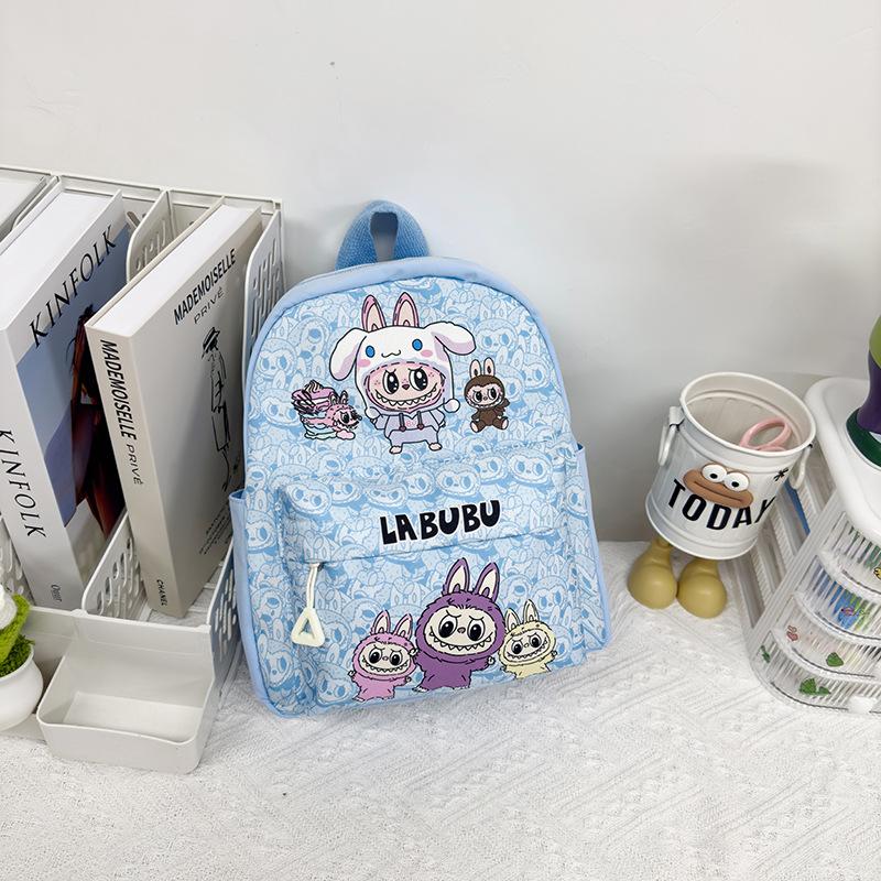 Schultasche Neue Tasche mit großer Kapazität Labubu Stoff Niedlicher Grundschulrucksack Rucksack Schultasche blau