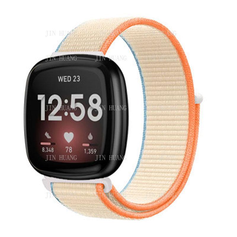 Nylonarmband für Fitbit Versa 4 3 2 Lite Smartwatch-Band Ersatz Uhrenarmband für Fitbit Sense 2 Schlaufe Correa Armband versa 3 or Sense orange