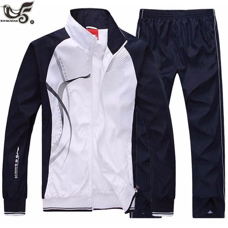 Herren-Set Frühling Herbst Herren Sportswear-Set Sportanzug Jacke + Hose Sweatsuit Herrenbekleidung XL weiß