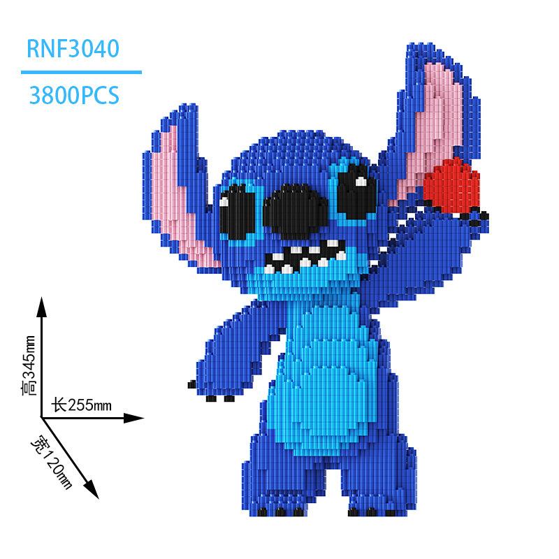 Coole Joker Stitch Magische Bausteine Kawaii Baby Stitch Engel Modell Halloween Stitch Zusammengebaute Steine Spielzeug für Kinder Weihnachtsgeschenk S blue