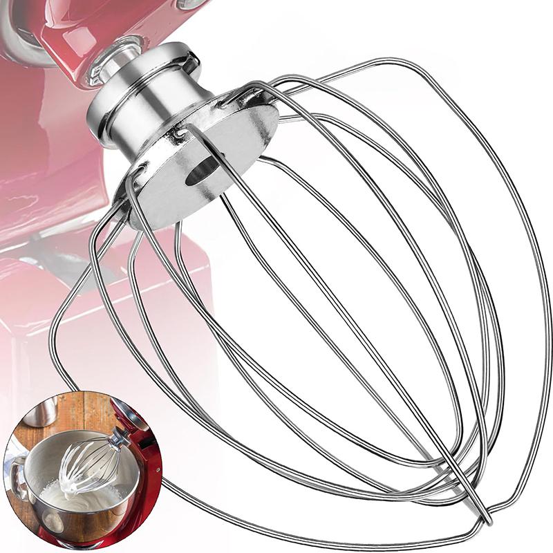 6-Draht Schneebesenaufsatz Passend für Kitchenaid Kippkopf-Standmixer Ersetzt K45Ww, Edelstahl, Eier Sahne Schläger silber
