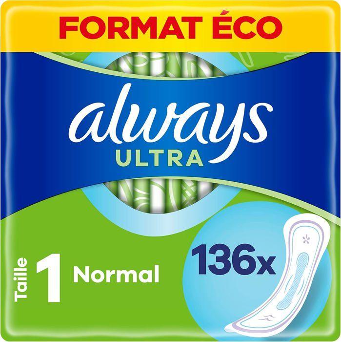 Serviettes Hygiéniques - ALWAYS - Ultra - Taille 1 - 136 Serviettes - Flux légers Jour