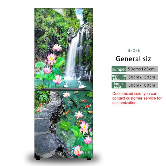 28 Styles For Choice Kühlschrankaufkleber mit Strandlandschaft, abziehen und aufkleben, wasserfest, Doppeltür, Gefrierschrank, Schrank, Dekor, Kunstwandgemälde 50cmX120cm