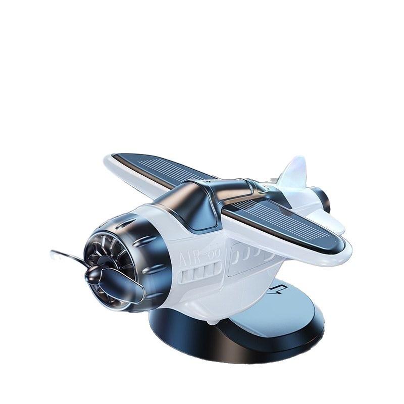Auto Solar Flugzeug Ornamente 360° Drehbar Kreative Auto Mittelkonsole Solarbetriebene Flugzeug Ornamente Auto Innendekoration Autozubehör 1PCS