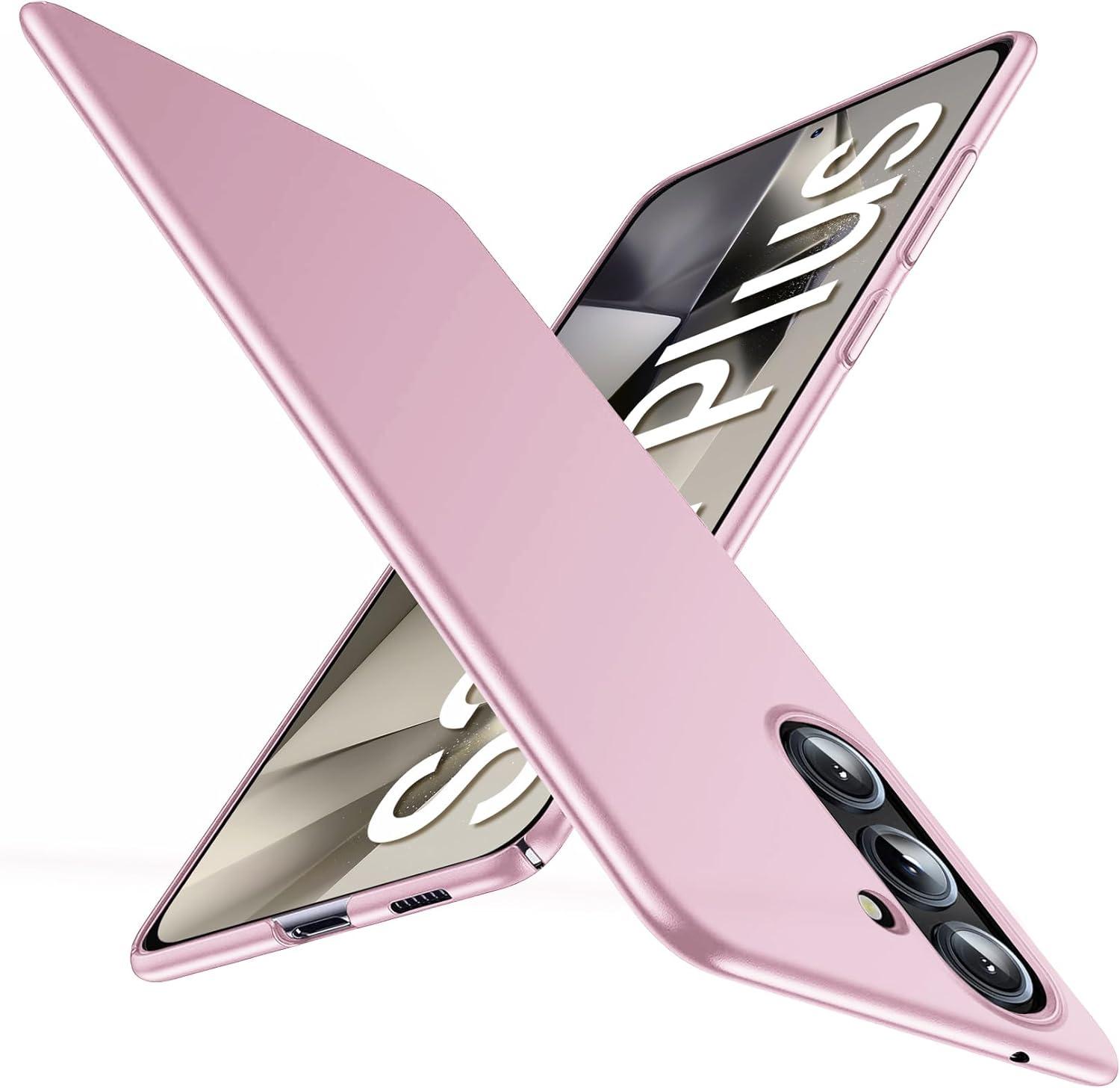 Ultra-dünne matte Hart-PC-Hülle für Samsung Galaxy S25 Edge S24 S23 S22 S21 FE Ultra Plus Luxus-Matt-Hülle für Samsung S25 + S25 Edge rosa