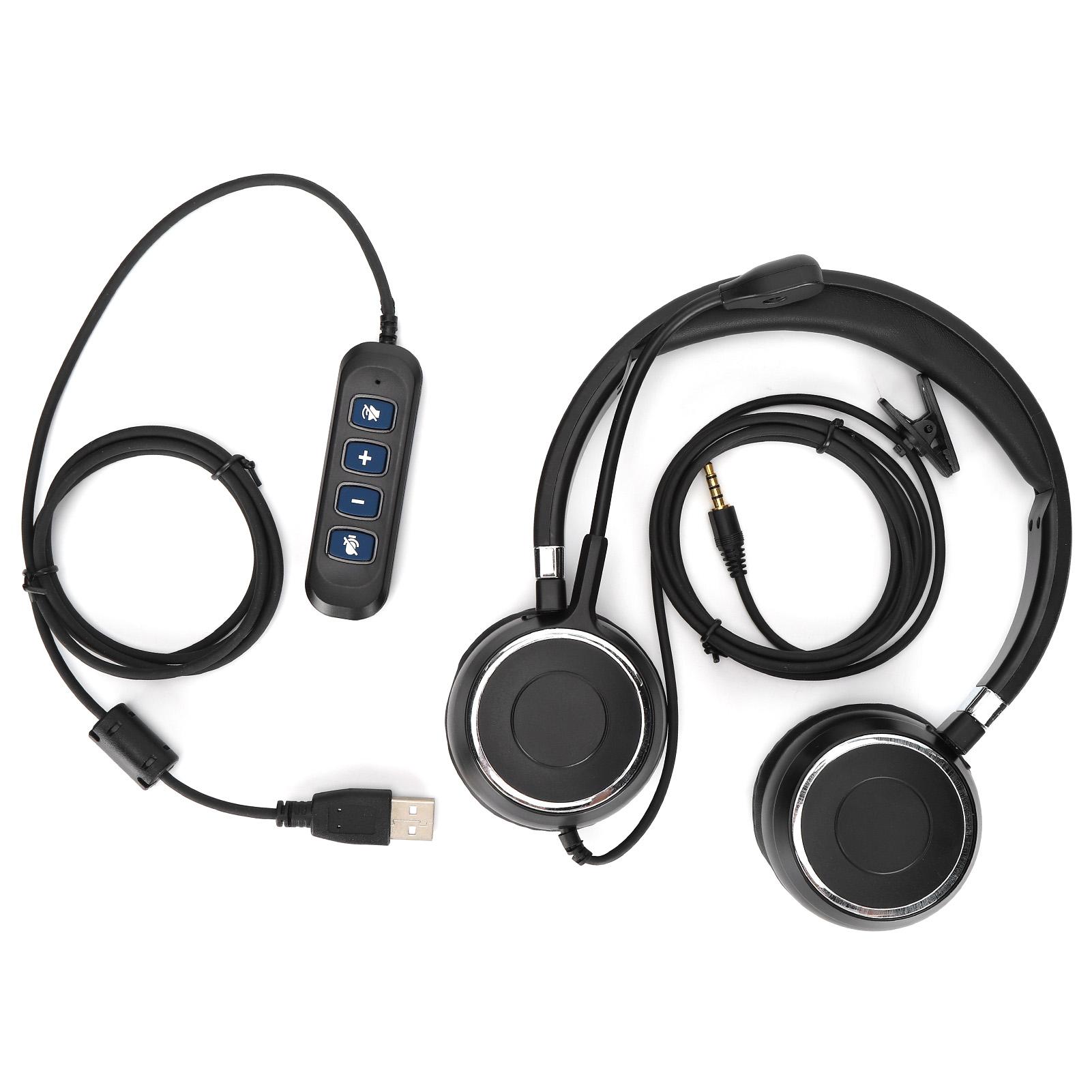 Binaurales Headset Büro-Headset mit Mikrofon und o-Steuerung für 3,5-mm-Anschluss und USB-Schnittstelle