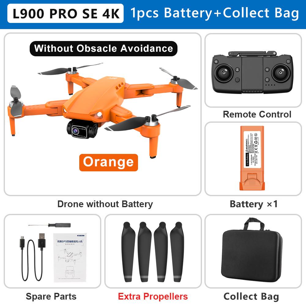 Neue L900 PRO SE Drohne 4K Professionelle GPS 5G WIFI Bürstenloser Motor Dual Kamera Drohne Faltbarer RC Quadcopter FPV Hubschrauber Spielzeug Geschenk 1 battery orange