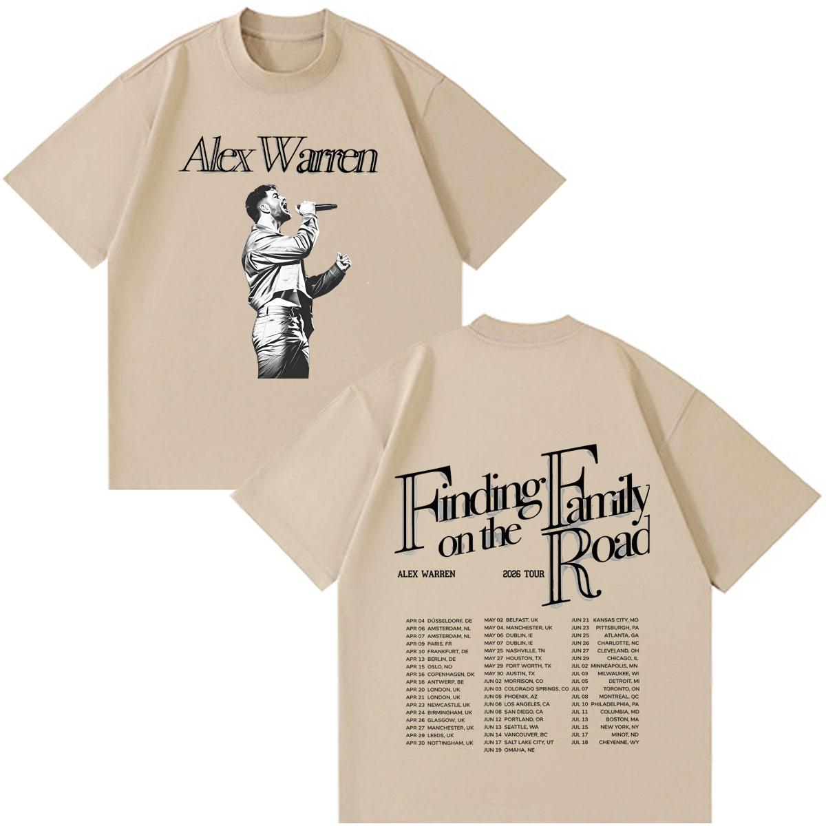 Alex Warren 2026 Tour Grafik Merch T-Shirts Unisex Unisex Mode Vintage T-Shirts Kurzarm Baumwolle Locker Gothic Punk T-Shirts 2XL beige