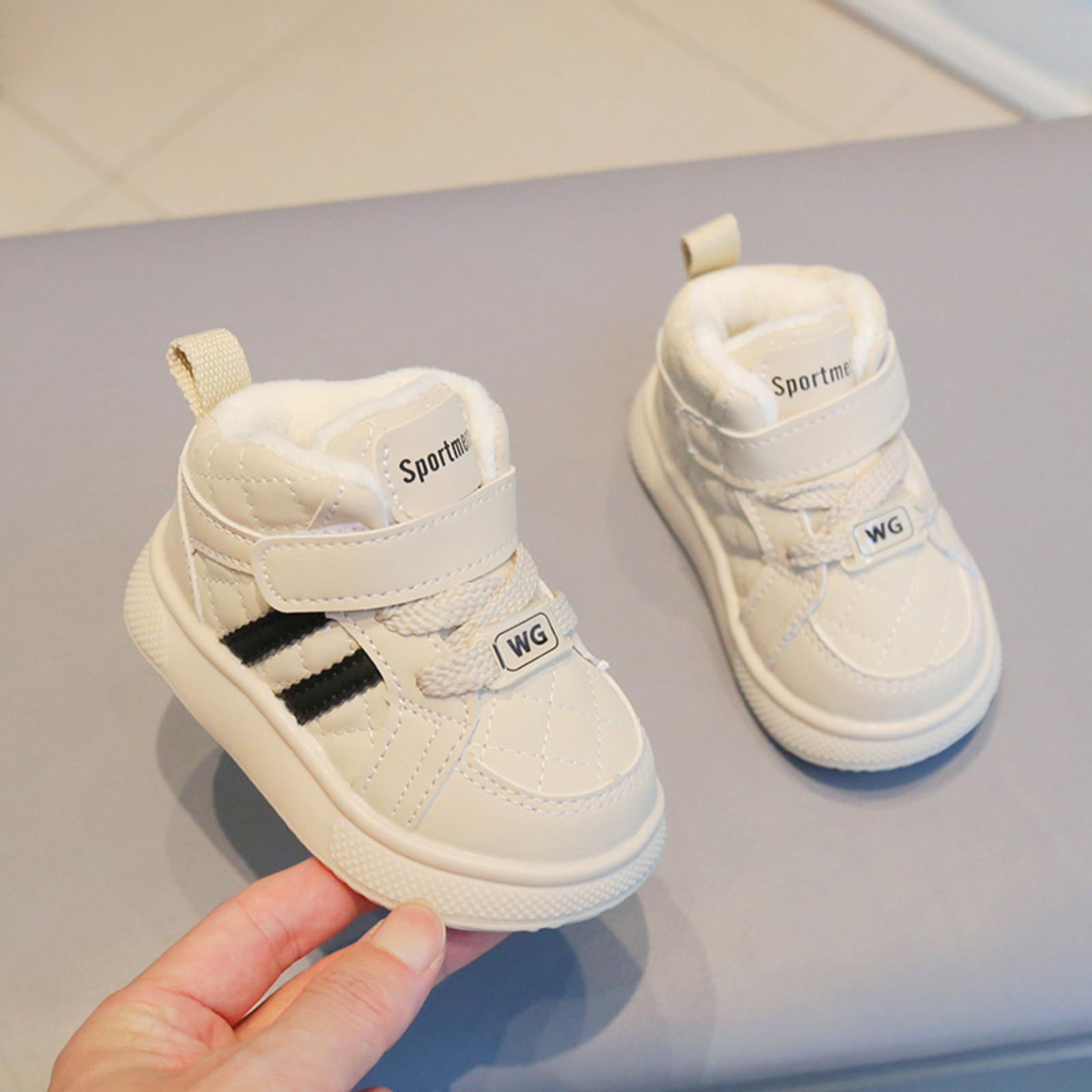 Jungen und Mädchen Kurze Stiefel Kinderschuhe Kleinkindschuhe Plus Samt Warm Kinderschuhe 19 weiß