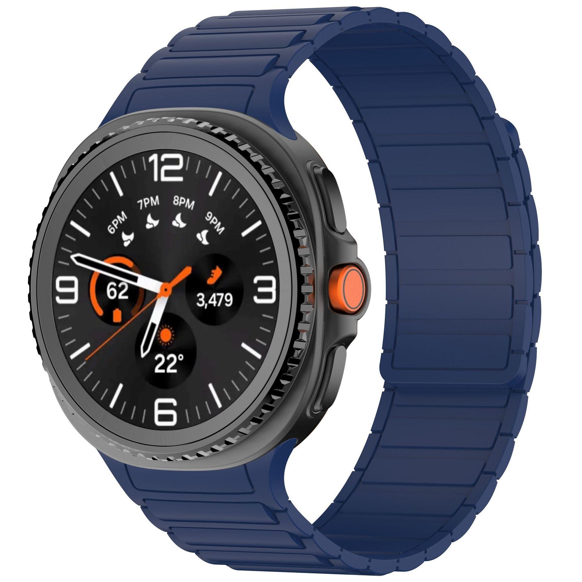 Silikonarmband für Samsung Galaxy Watch 8 40mm 44mm Magnetisches Armband Zubehör Armband für Galaxy Watch 8 Classic 46mm Armband Watch 8 Classic 46mm nachtblau