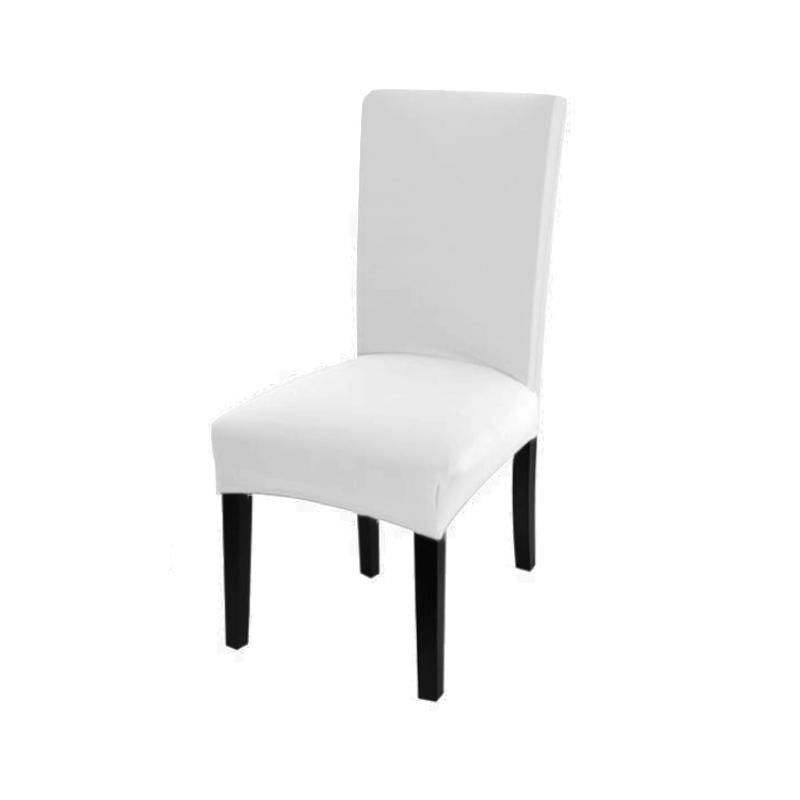 Einfarbiger Stuhlbezug, Spandex-Stretch-Schonbezüge, Stuhlhussen für Küche, Esszimmer, Küche, Hochzeitsbankett weiß