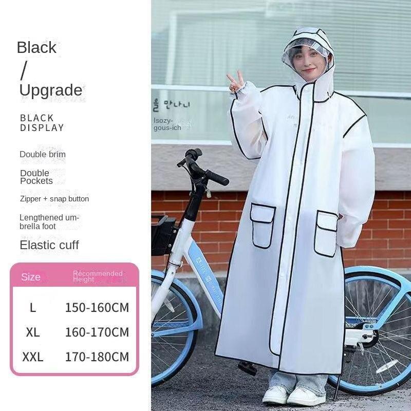 Regenmantel Regenfester Ganzkörper-integrierter verdickter langer Herren- und Damen-Poncho für Erwachsene beim Reiten und Wandern im Elektroauto L schwarz