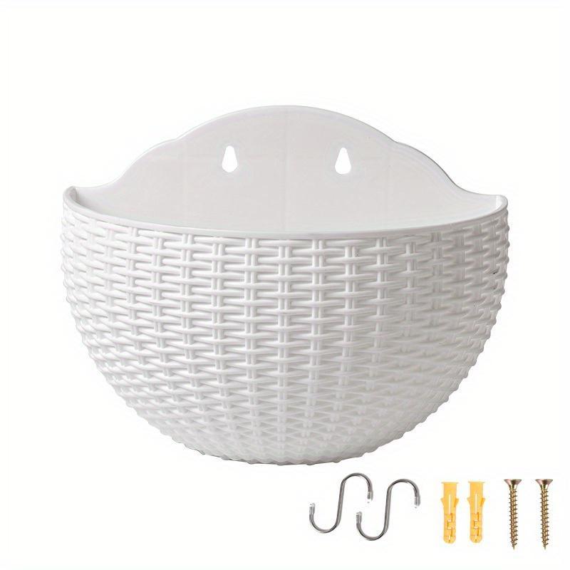 Europäischer Stil Imitation Rattan Wandbehang Halbrunder Blumentopf Pflanzgefäß Halbrunder Wandblumentopf Balkon Haushalt Outdoor weiß