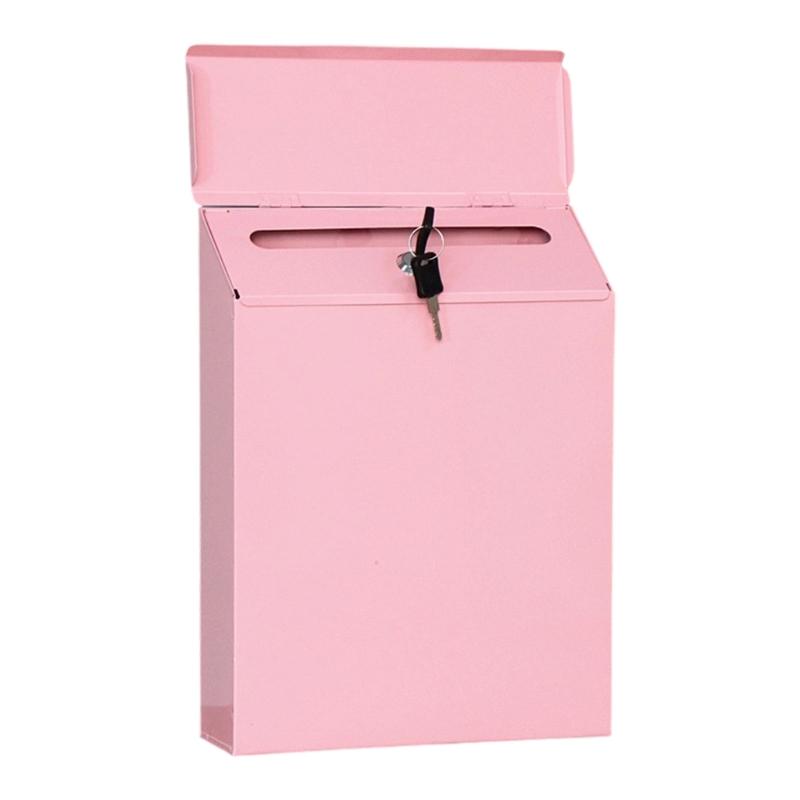 Wetterfester Vintage Eisen Briefkasten Wetterfester Wandmontage Abschließbarer Briefkasten Für Gartenzaun Terrassen Haustür Privatsphäre rosa