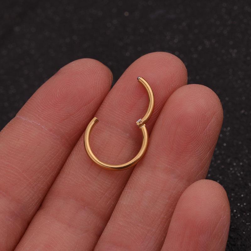 Schlichter Punk-Stil, Gold, Silber, Schwarz, Edelstahl, offener Hoop-Piercing, Septum, Nasenring, Lippen-Creolen-Ring, Tragus-Ohrring, Knorpelschmuck, 1 Stück 16 mm gold