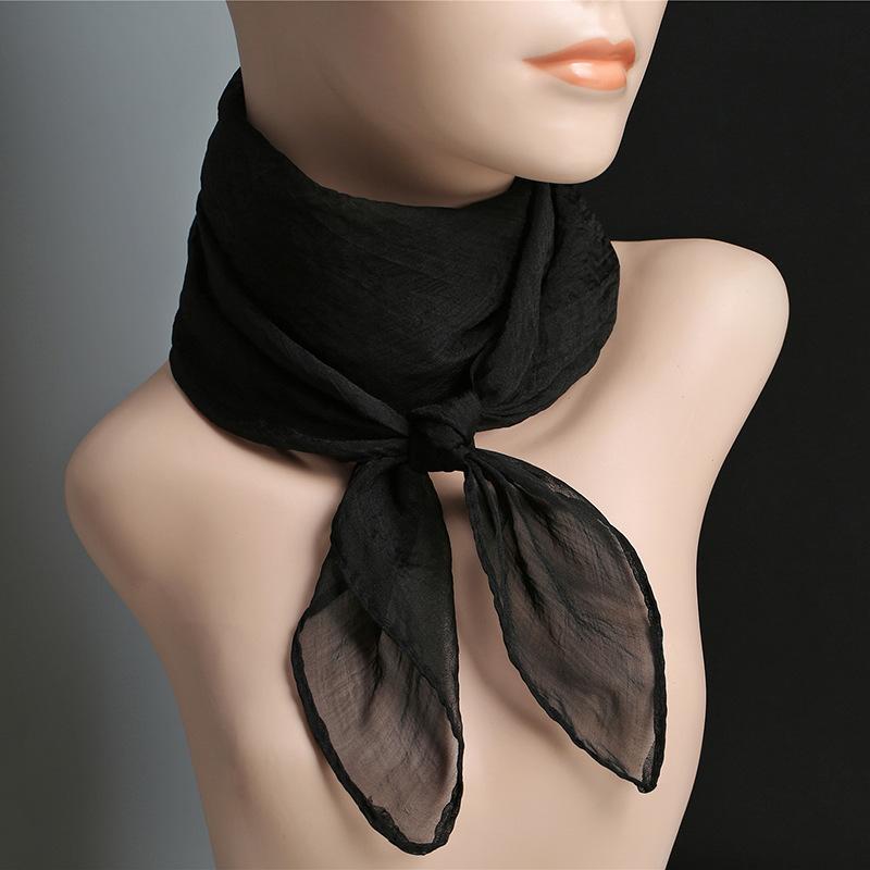 Einfarbiges Taschentuch, Halstücher, Damenmode, Halstuch, Chiffon, Haarbänder, Schal, 70 cm 70x70cm schwarz