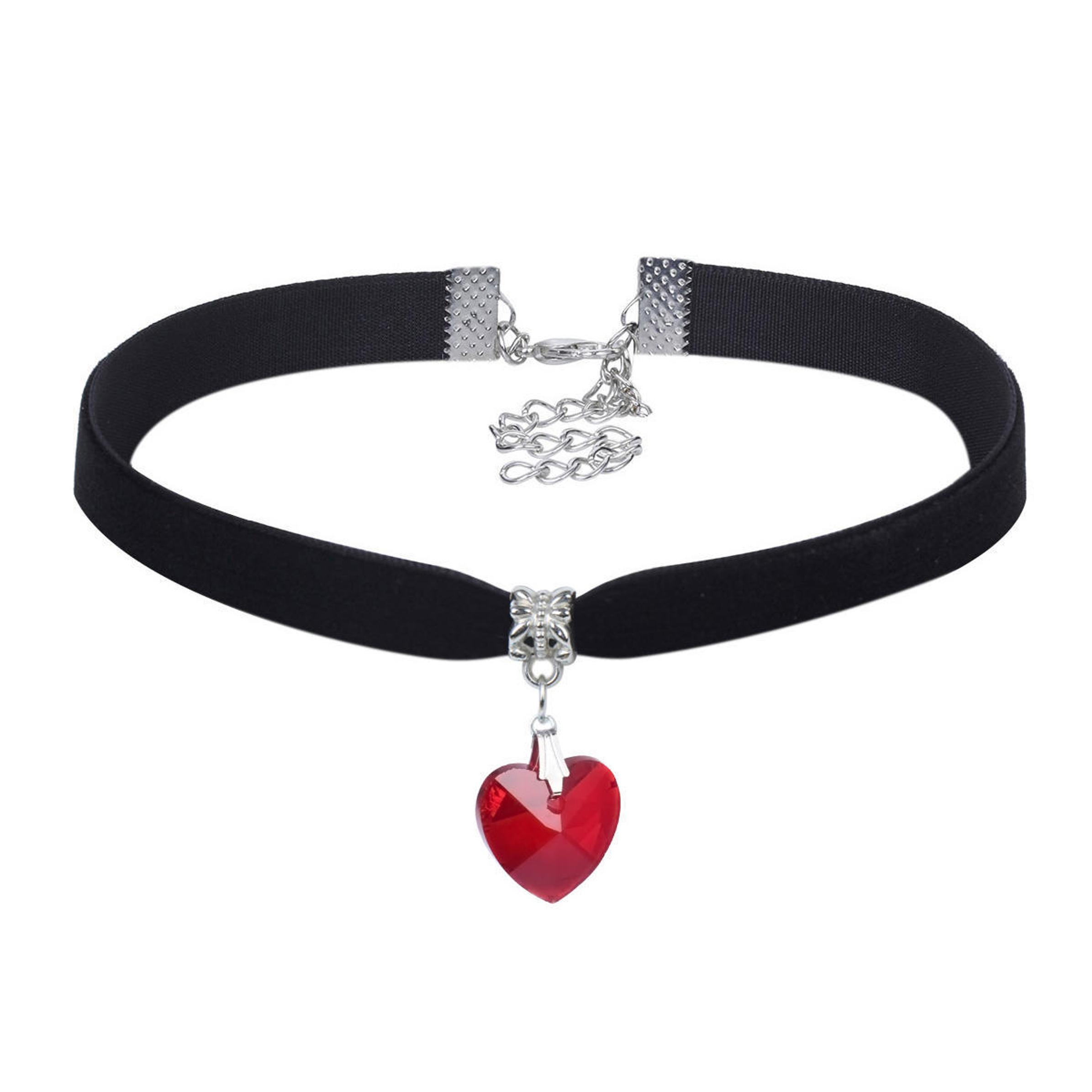 Trendige Choker-Halskette aus Samt, Punk-Retro-Gothic-Halskette für Damen rot
