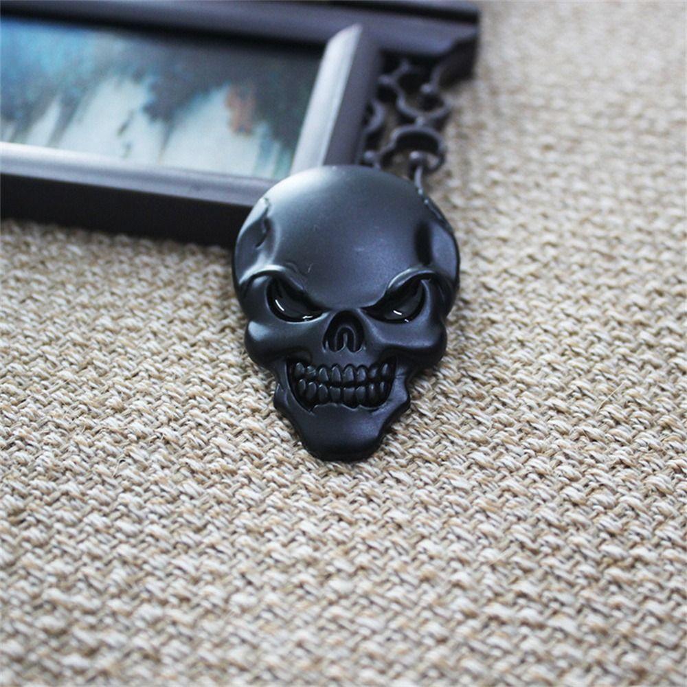 Totenkopf Skelett 3D Metall Totenkopf Autoaufkleber 3D Metall 3D Metall Totenkopf Emblem Abzeichen Motorrad Black
