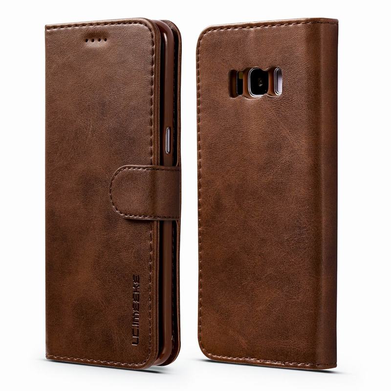 Buchhülle für Samsung Galaxy S8 Plus Hülle Flip Leder Brieftasche Cover Samsung S8 Plus Hülle Luxus Vintage Handyhüllen Kartenhalter For Samsung S8 Plus braun