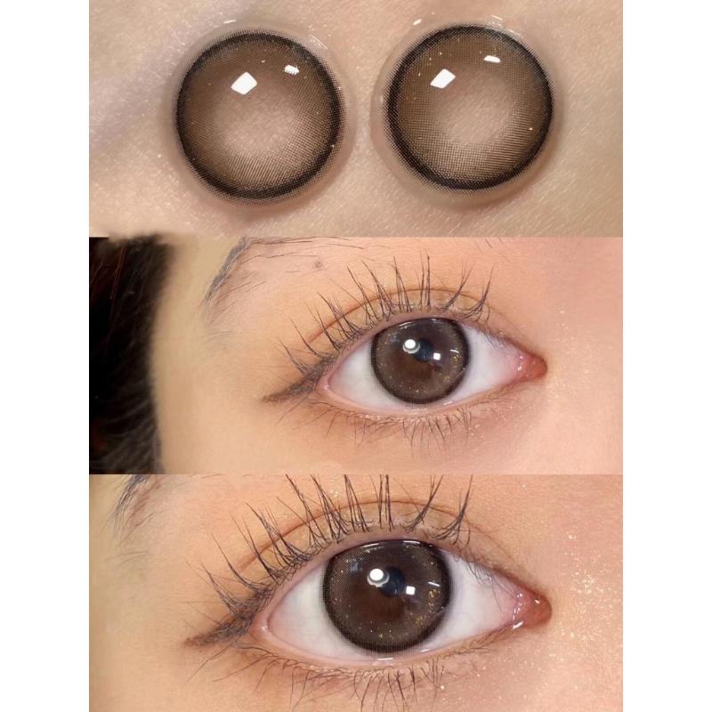 MillCreek 2 Stück Farbige Kontaktlinsen 14,2 mm braun schwarz Auge weiche Kontaktlinsen mit abgestufter Verwendung 1 Jahr -1.25 schwarze bohne
