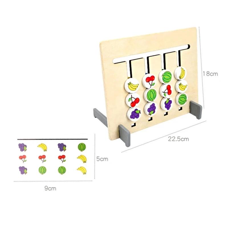 Montessori Spielzeug für Kinder Holzfarbe Form Puzzle Brettspiele Zweiseitiges Logikspiel Vorschule Lernen Lernspielzeug für Kinder beige