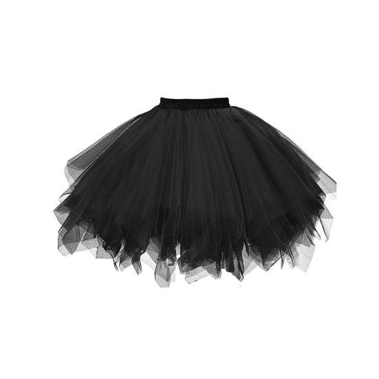 Damen Tüllrock mit hoher Taille, einfarbig, Tanzbekleidung, Petticoat, mehrschichtiger Party-Ballettrock, Streetwear schwarz