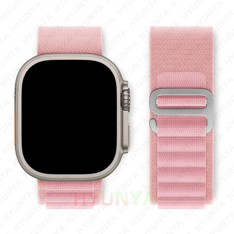 Alpines Armband für Apple Watch Armband Serie 10 9 8 7 SE Ultra 2 41mm 42mm 45mm 46mm 49mm 40mm 44mm IWatch Correa Armband 42-44-45-46-49mm rosa