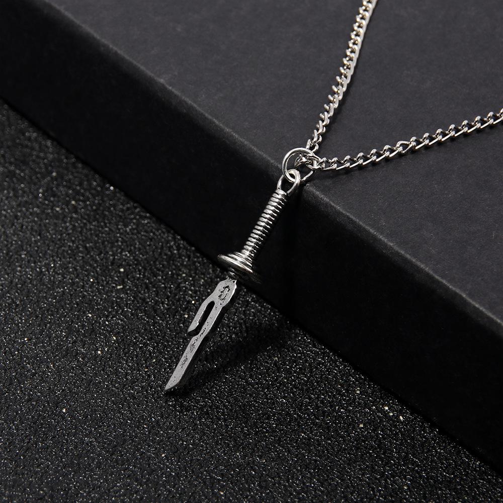 Anime Jujutsu Kaisen Fushiguro Toji Schwert Halskette Speer von Tianri Messer Anhänger Cosplay Halsketten Für Unisex Choker Schmuck