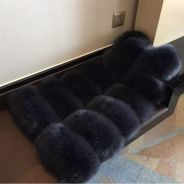 Faux Fuchs Pelz Weste Frauen Weste Lange Schlanke Gefälschte Pelz Mäntel Pelz Gilet Warme Pelz Mäntel Frauen M dunkelgrau