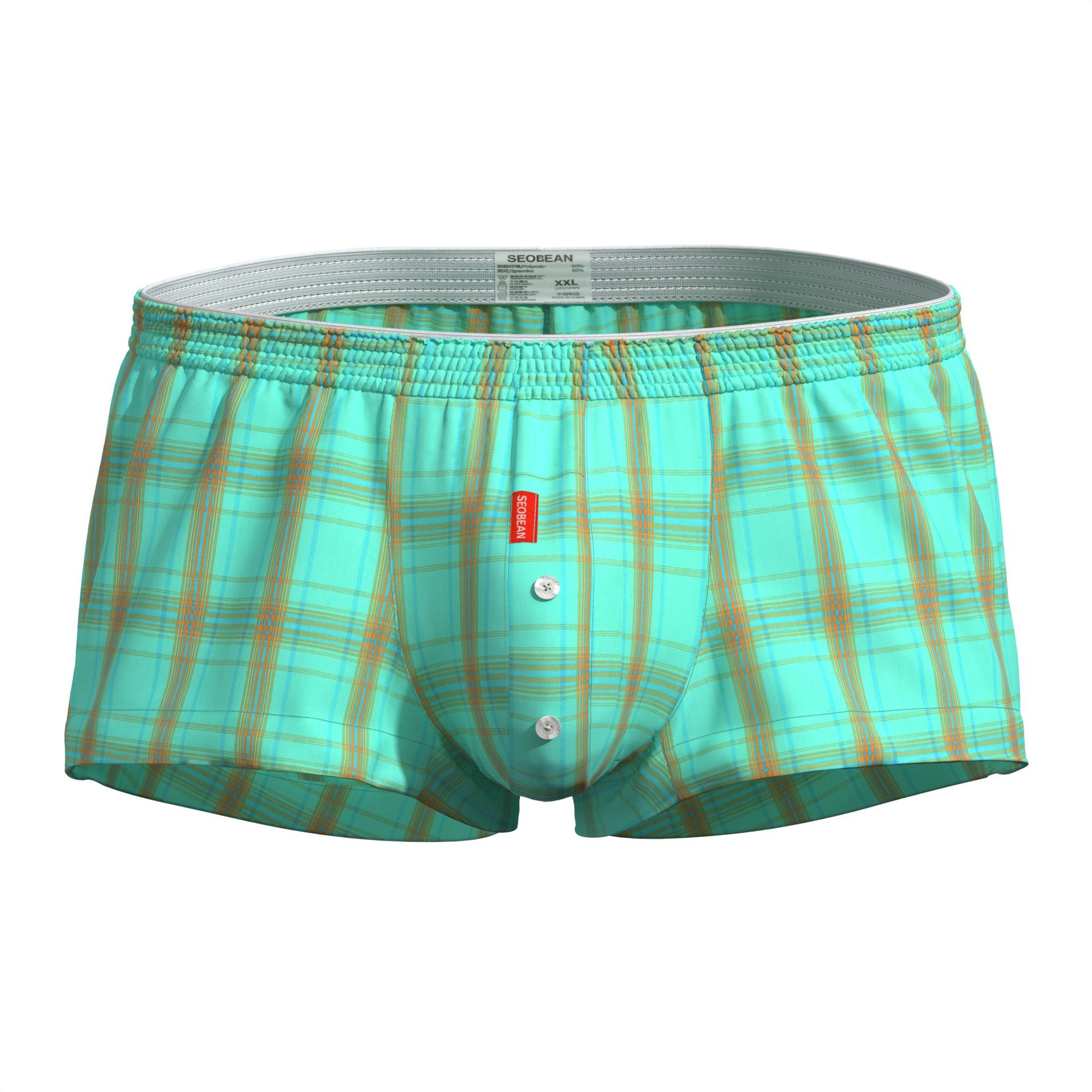 Baumwolle Herren Karierte Boxershorts Herren Unterwäsche Boxershorts Home Lounge Shorts Herren Unterhosen Herren Schlafhosen XXL blau