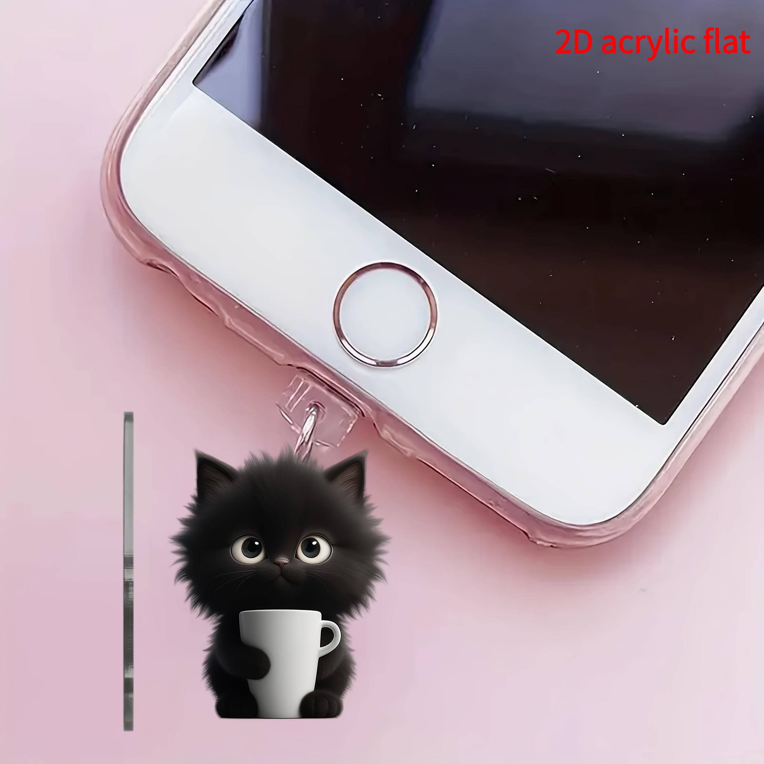 2D Flach, 1 Stück Niedliche Teetasse Katze Acryl Handy Staubschutzstecker - Geeignet für Typ-C und iPhone Anschlüsse, Schützendes Staubschutzhüllen-Zubehör For Type-C