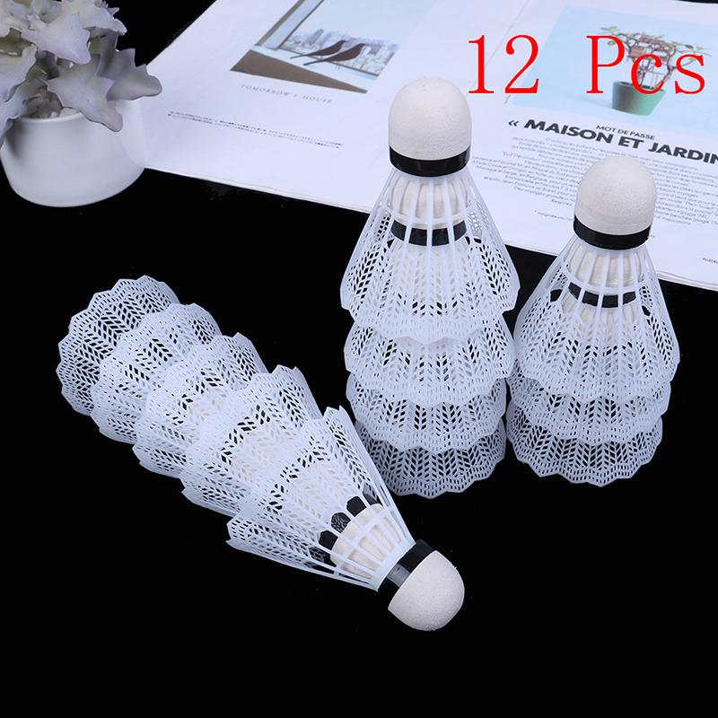 12 Pcs Weiß Kunststoff Badminton Ball Federbälle Sport Training Sport 12 Pcs