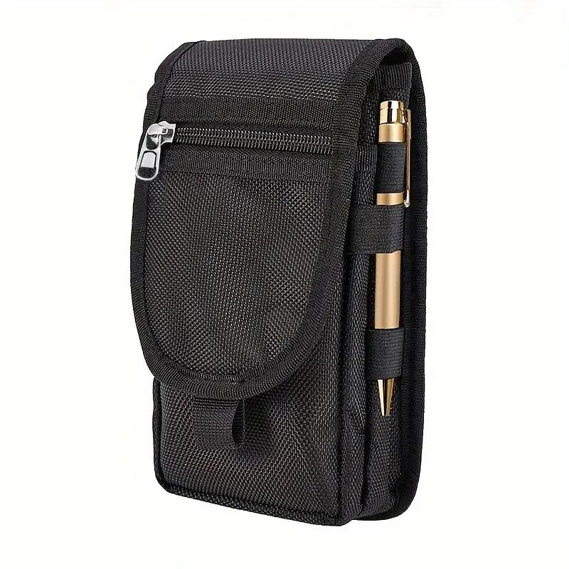 Handytasche Lässige Hüfttasche Einsteckfach für Stifte 6,3 Zoll Klappdeckel Handy Hüft-Hängetasche schwarz